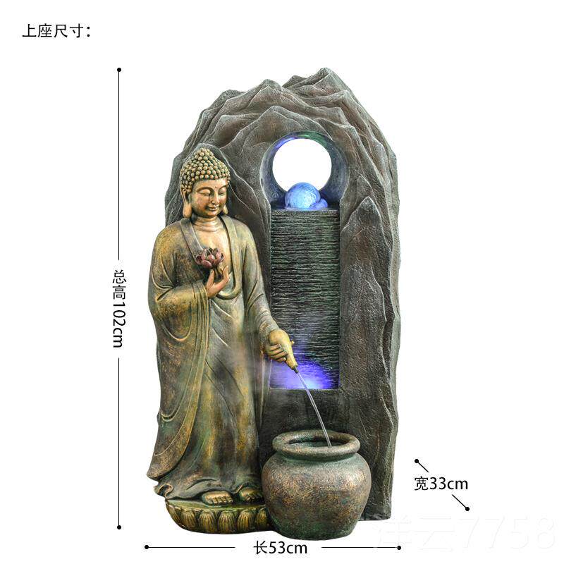 高档佛像流水喷泉摆客摆设关加湿厅器观音禅意水景玄观店铺开业件