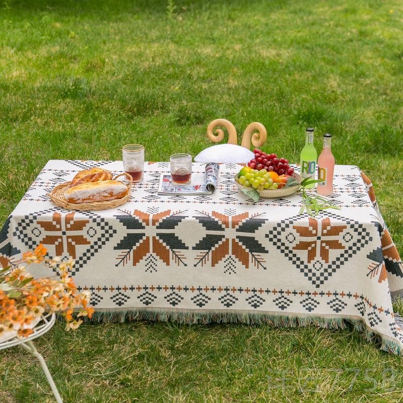 高档户外露营桌布毯野后餐垫午睡沙盖多功能发毯毯线毯备箱装饰休