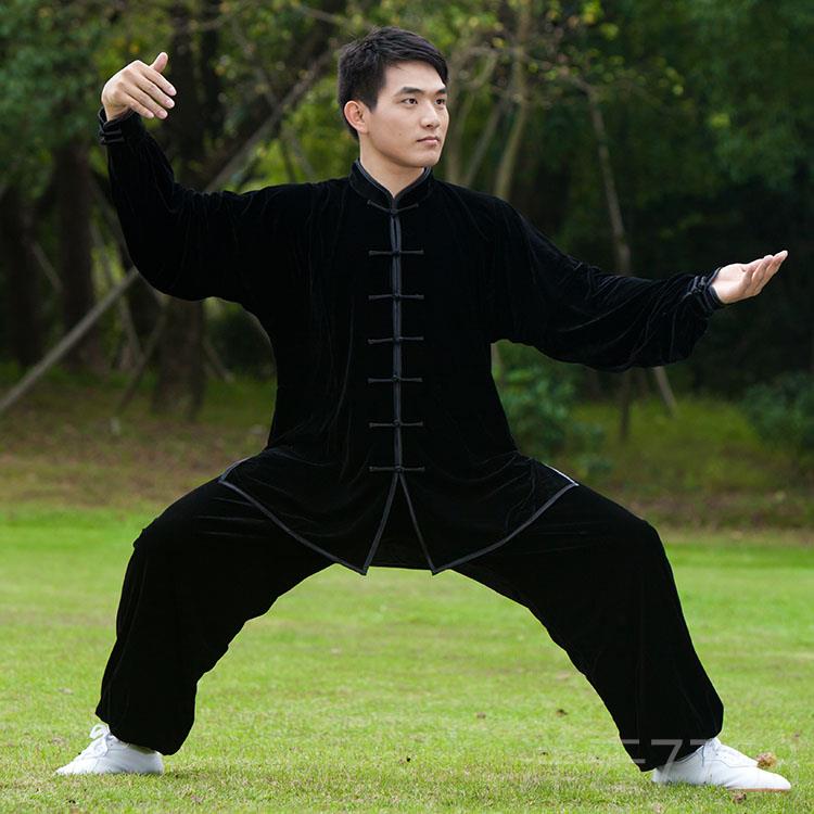 高档新款情冬季加厚金丝绒太极极服冬武款男女宏练功术服装秋冬太