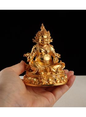 高档件黄财神佛像摆古可法24K鎏金黄财紫神铜家居摆放定纯金纯银