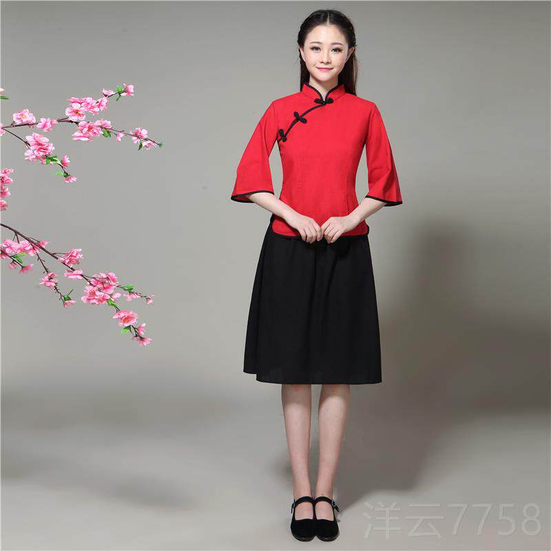 高档民国学生装女服四青年装复古风棉麻古演装汉毕业班服校服合五