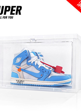 super速啪鞋盒收纳aj蓝球鞋盒柜透明高帮侧开门塑料宿舍展示收藏
