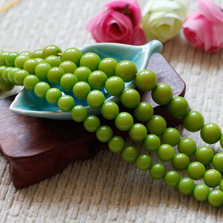 种花家108颗染色绿菩提根圆珠8-12mm绿色算盘珠菩提子佛
