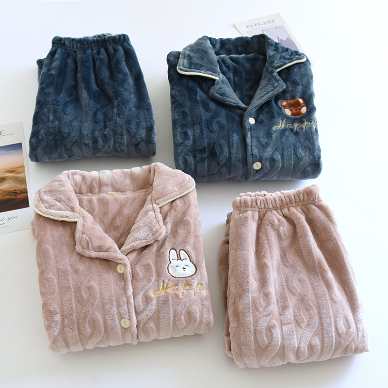 情侣睡衣男士秋冬款冬季冬天珊瑚绒加厚加绒法兰绒家居服女士套装