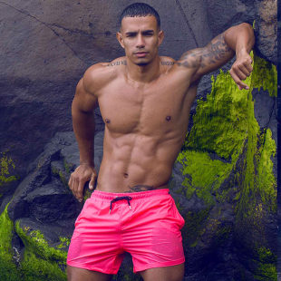 新品 UXH男士 沙滩裤 夏季 纯色舒适宽松内网 休闲湿微透速干男生短裤