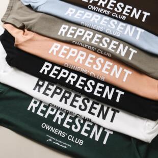 REPRESENT REP字母短袖男宽松打底T恤女士情侣高街FOG潮牌INS夏季