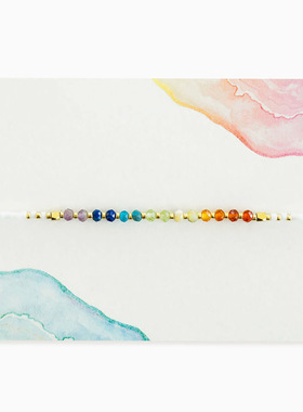 简约波西米亚风编织ins风日韩天河石串珠手绳彩虹天然石小手链女