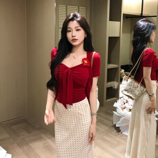 陈六六【高岭之花】夏季明媚纯欲蝴蝶绑带两件套开衫抹胸显瘦上衣