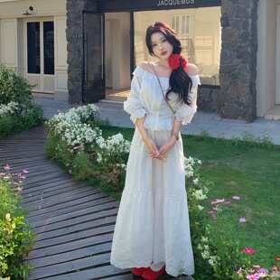 浪漫少女感一字肩白衬衫 法式 半身裙 风铃初夏 陈六六CHENLIULIU