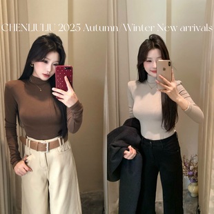 上衣 舒适亲肤显瘦小高领磨毛长袖 陈六六CHENLIULIU 秋冬闭眼冲