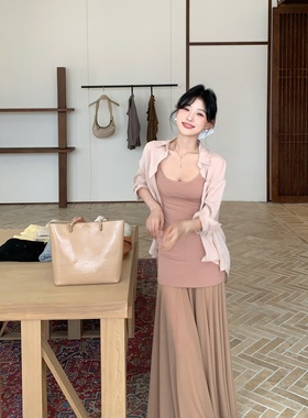 陈六六CHENLIULIU【温柔美神】法式气质氛围感吊带连衣裙防晒衬衫