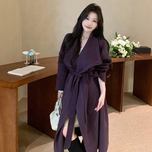 陈六六CHENLIULIU 高级感翻领双面气质羊毛大衣外套 贵女大衣