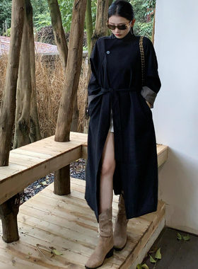 陈六六CHENLIULIU【缪斯气场】秋季韩系高级气质过膝长款系带风衣