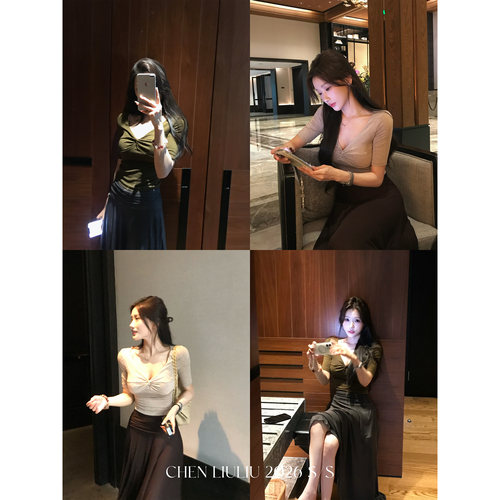 陈六六【柔美扭扭T】天丝超舒适气质显白设计感扭结中袖T恤上衣