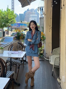 陈六六CHENLIULIU【杂志焦点】酷飒高级感老钱风简约衬衫短裙套装