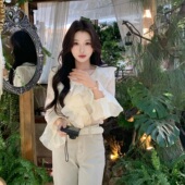 透感美学 春季 法式 陈六六CHENLIULIU 荷叶边设计感气质衬衫 上衣