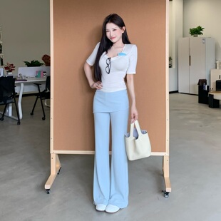 超舒适显瘦轻盈屁帘微喇休闲长裤 陈六六CHENLIULIU 垂垂露思裤