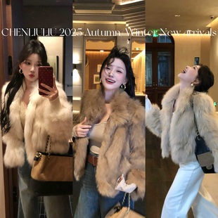 陈六六CHENLIULIU 贵气千金腹皮狐狸毛霜色晕染皮草 人间富贵花