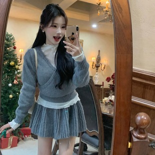 氛围感温柔miu系甜美软糯针织套装 陈六六CHENLIULIU 芭蕾少女