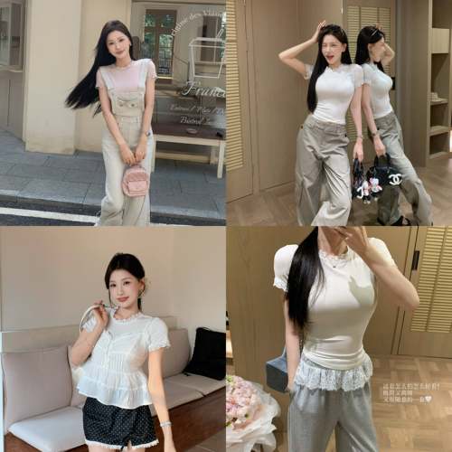 陈六六【私服蕾丝T】微透短袖