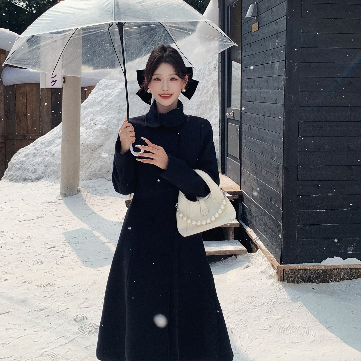 陈六六CHENLIULIU【首尔初冬】赫本风高级立领收腰双排扣毛呢大衣