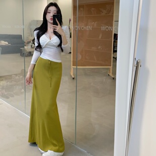 简约垂感舒适感针织a字半身裙 春季 陈六六CHENLIULIU 米兰假日