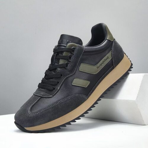 头层牛皮软底厚底增高阿甘鞋26休闲鞋软底舒适德训鞋外贸系带男鞋