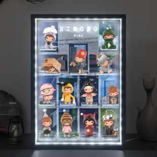 适用泡泡玛特小野Hirono回声系列手办盲盒主题收纳场景展示盒