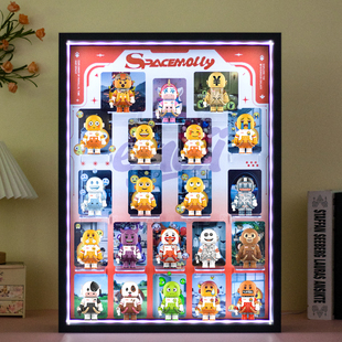 适用泡泡玛特MOLLY 100% emoji表情包系列盲盒手办收纳场景展示盒