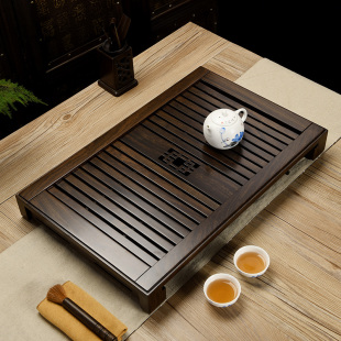 鸡翅木小茶台家用抽屉式 黑檀木茶盘实木功夫茶具套装 排水茶海托盘