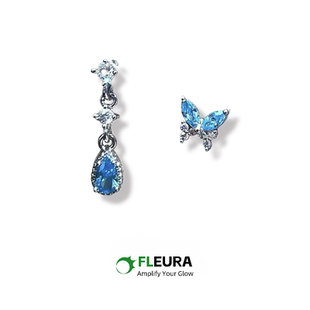 蓝色系水滴蝴蝶耳坠耳钉2025新款爆款高级感耳骨钉精致百搭饰品
