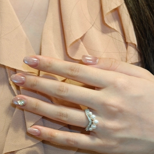 皇冠约瑟芬v型天然极光超亮淡水几乎无暇珍珠+纯银s925戒指