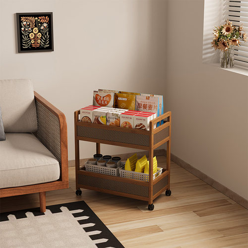 移动小推车书架落地置物架子带轮零食架沙发边几收纳架简易储物架