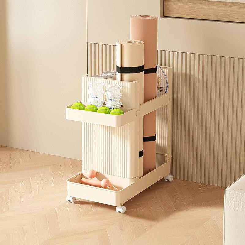 瑜伽垫收纳筐家用客厅小推车健身器材收纳架多功能加厚塑料置物架,收纳整理,滑板收纳架,淘宝优惠券,粉丝福利购,淘宝优惠卷