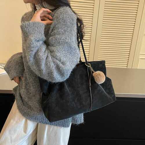 新款背包潮纯色大容量托特包时尚软面单肩包复古通勤手提包女士包