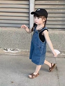子时髦短裤 女童牛仔背带裤 小童男童儿童裤 宝宝夏季 洋气两件套 套装