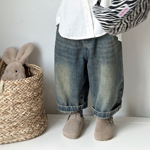 子冬季 男童女童宝宝加绒裤 一体绒炸街洋气时髦 春秋薄款 儿童牛仔裤