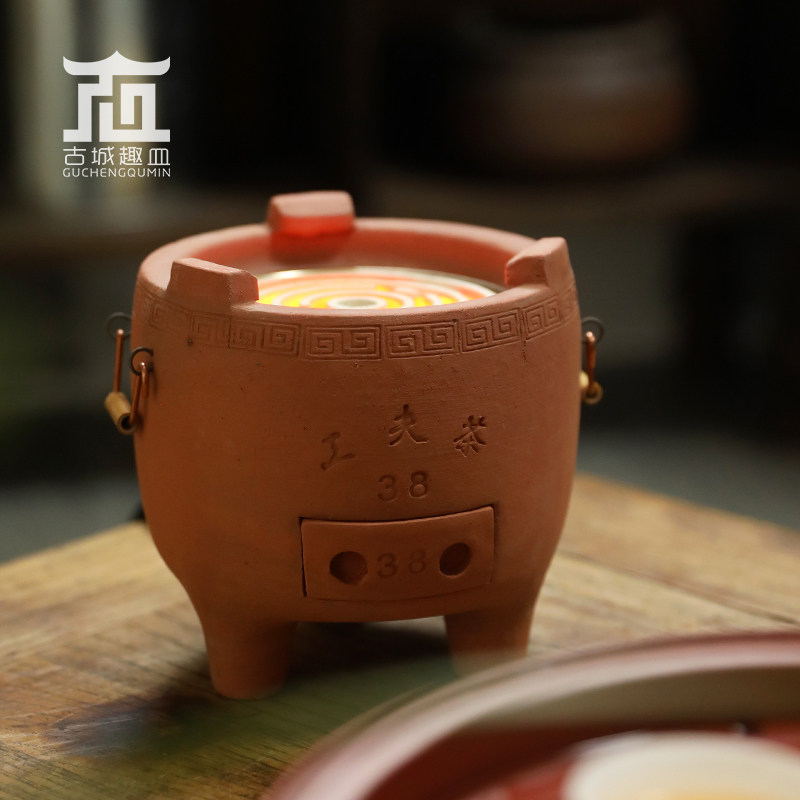 迷你小巧型复古电陶热丝功夫茶红泥炉砂铫陶壶家用套装烧水煮茶炉