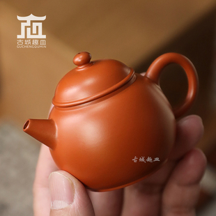 蔡煜坚巨轮珠潮州手工拉紫砂原矿朱泥单人小品壶薄胎泡茶功夫茶壶