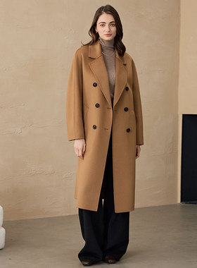 [合莹]大衣经典款101801双面呢纯山羊绒毛呢CEID大衣外套女黄渝湘
