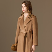 严选有内衬100绒山羊绒单面呢有里布正肩经典 M家大衣女毛呢外套