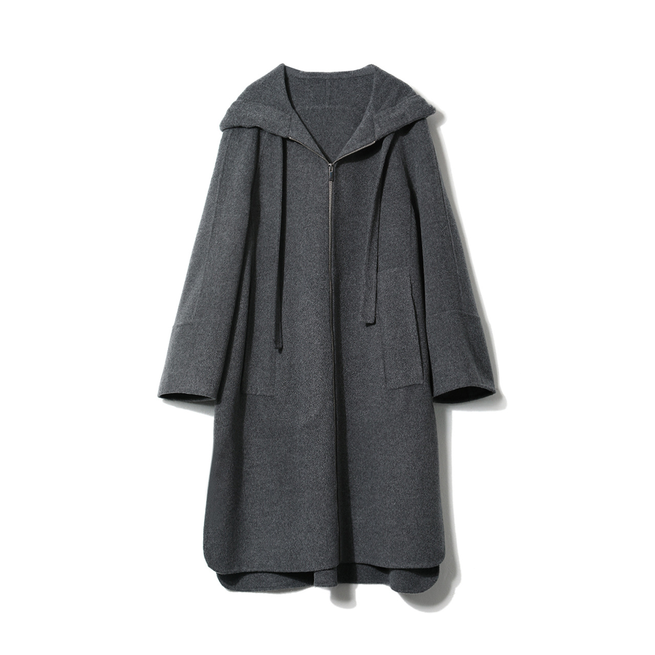 2024秋冬慵懒毛呢大衣高级感长款宽松双面呢连帽外套女学院风大衣