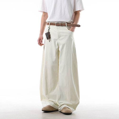 B347-A22-P55-控价78 春夏百搭弯刀阔腿裤男士宽松休闲裤