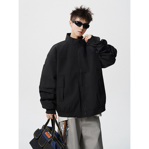 cleanfit外套男生春秋季拼接痞帅户外运动登山服潮牌宽松立领夹克图片