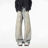 B347-W25012-P55-78秋装水洗漆点脏脏牛仔裤男士宽松直筒裤，男装牛仔裤，电商B347(原C409)