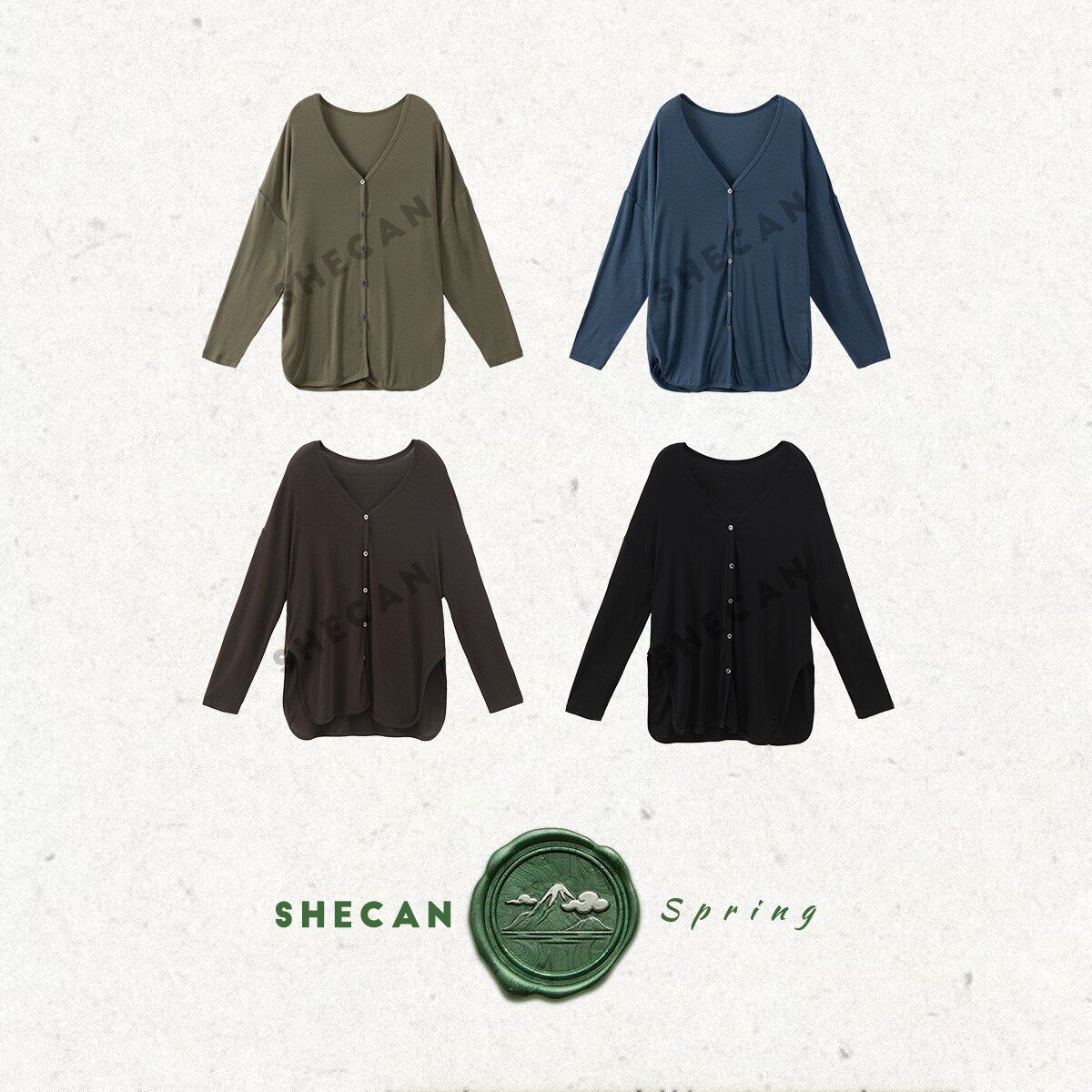 【云雾】松弛感百搭纯色针织开衫女不规则开叉薄款上衣5XC163