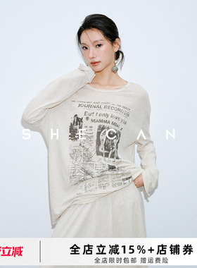 SHECAN【周一早上 】慵懒风宽松T恤女夏季设计感2026超火减龄上衣