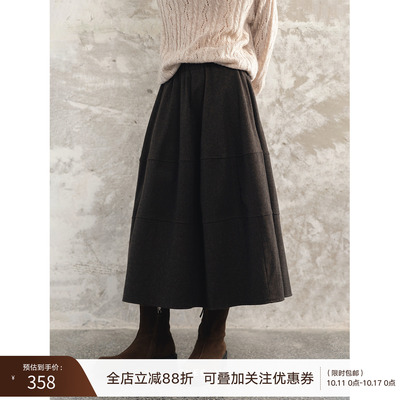 SHECAN【塞纳河畔】秋冬新款羊毛南瓜裙高腰时尚复古女半裙4QA056