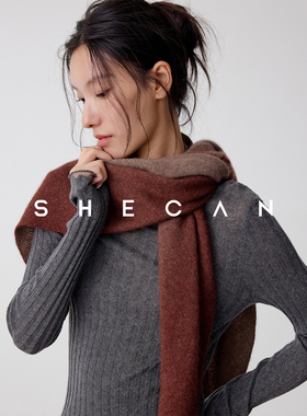 SHECAN【围冬】羊绒羊毛三角形围巾女慵懒松弛氛围感复古文艺围巾