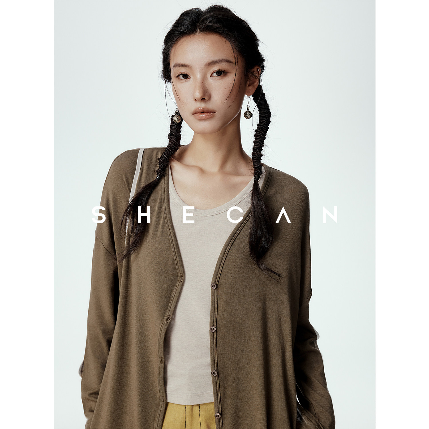 SHECAN【云雾】松弛感百搭纯色针织开衫女夏季薄款宽松防晒上衣